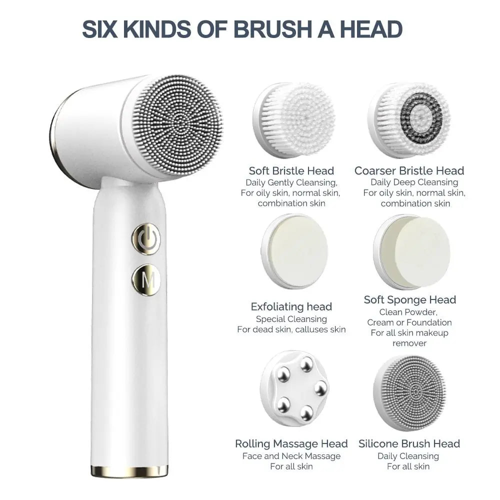 6-in-1 Electric Face Cleansing Brush